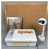 HP Deskjet F4280, Lamp, Cork Board, Wall Clock