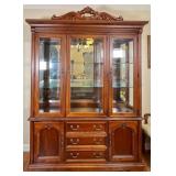 Stanley Furniture Wood and Glass Lighted Hutch