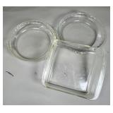 Pyrex Glass Bakeware Lot, 2 Pie Plates, 1 Dish
