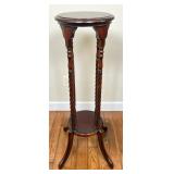 Dark Wood Plant Stand with Twisted Legs