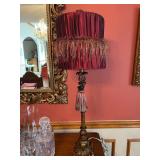 Victorian-style table lamp with a pleated, fringed shade…..gorgeous piece…..30” tall