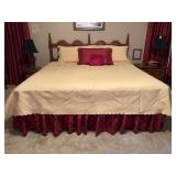 Great looking MCM Link-Taylor king size bed and all linens and mattresses (Sealy Posturepedic Sincerity)