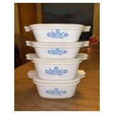 (4) Corning Ware Blue Cornflower pieces with plastic lids….2 are 1-3/4 cup and 2 are 2-3/4 cup…..comes with 1 extra lid