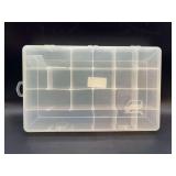 Clear storage container by Plano…..has multiple uses…..fishing, jewelry, coins