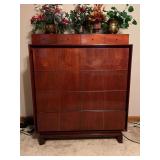 Beautiful MCM mahogany American 4-drawer chest with 4 glove boxes on top…..39-3/4 x 20-1/2 x 47 tall…..small blemish on top