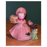 Vintage Josef Originals Autumn Girl with Harvest & Bird on Fence…..4-1/4” tall