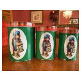 Set of 3 decorative nesting tins…..5-1/2, 5 and 4-1/2” tall