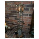 Solid brass fireplace utensil set