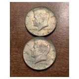 (2) 1964 (90% silver) Kennedy Half Dollars