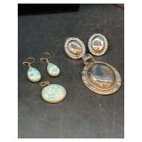 (2) 3-piece matching sets…..earrings and pendant…..both beautifully designed