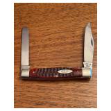 Vintage Case XX USA 6275 SP Pretty Red Bone Moose Transition Knife…..4-1/4” closed