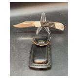 COAST lock-back knife with leather belt sheath