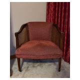 MCM Cane Back Barrel Chair…..seating upholstery needs TLC…..26 x 19 x 28 tall overall