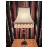 Gorgeous metal candlestick base lamp with beautiful Silk-O- Lite tasseled shade….21-3/4” tall