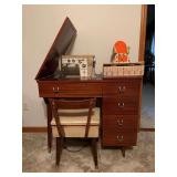 Vintage MCM Kenmore (158.882) Tri-Span 88 Sewing Machine with cabinet and all contents on top and in drawers…..working condition