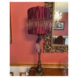 Victorian-style table lamp with a pleated, fringed shade…..gorgeous piece…..30” tall