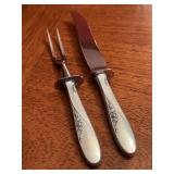 Sterling Easterling Rose Spray Meat Carving Set (only handles are Sterling)