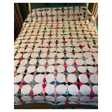 Vintage Full Size Hand Stitched Snowball Quilt