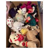 Box of TY Beanies and other plush toys…..not all have hang tags