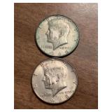 (2) Silver Kennedy Half Dollars (40% silver)…..1966 and 1968-D