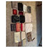 Large grouping of ladies wallets, clutch bags, small evening bags, crocheted bags and more
