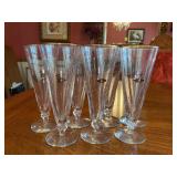 Set of (7) MCM Libbey Adagio Champagne or Beer Pilsner Glasses…..8-1/4” tall and gold is peeling slightly on some
