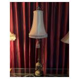 Nice candlestick lamp with metal/resin base and elongated elegant shade…..33-1/2” tall
