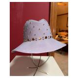 Ellen Jane “Lancaster” Fedora with gold/silver tone buttons and studs
