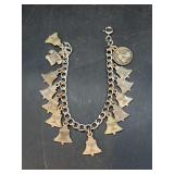 Vintage sterling silver charm bracelet with sterling Bell Systems Telephone attendance charms…..29 grams