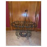 Nice looking wire basket with scroll edges…..15 x 12 x 16 tall to top of handle