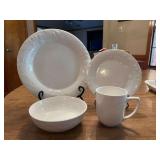 58 pieces of Gibson Designs "Fruit Off White" or "Napa Valley" china…..includes 16 (10”) dinner plates, 13 (7-1/2”) salad plates, 14 soup bowls and 15 cups