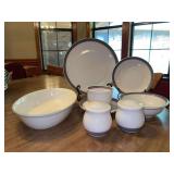 54 pieces of Pfaltzgraff Juniper Stoneware…..13 dinner plates, 12 dessert plates, 9 bowls, 9 saucers, 8 cups, 1 serving bowl, s/p shakers