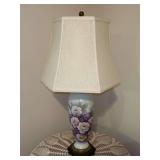 Very nice ceramic base lamp with rose pattern decor and soft fabric shade…..25-1/2” tall