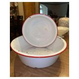 (2) enamelware wash pans……12-1/4” and 15-3/4” diameter