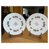 (2) NIB Waldman House Press “A Cup of Christmas Tea” bone china plates with gold rim accents…..8”D