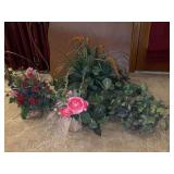 Nice grouping of artificial florals/greenery…..very back is loose and not in a pot