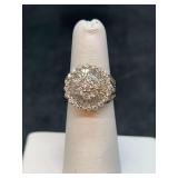 14K white gold diamond ring…..diamonds have been verified as authentic; however, no paperwork or authenticity as to lab or mined stones….total carat weight is unknown but setting has a 5/8” diam