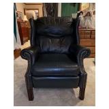 BarcaLounger navy blue faux leather manual recliner…..33-1/3 x 22 x 39 tall overall
