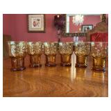 Set of 6 vintage Libbey Country Garden Amber Juice Glasses…..one has crack
