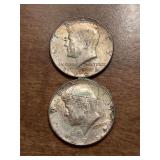 (2) 1964 (90% silver) Kennedy Half Dollars