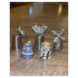 Grouping of brass and brass enamel thimbles