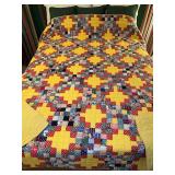 Vintage Full Size Hand Stitched Patchwork Quilt…..staining on reverse side (see pics)