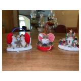 (3) Limited Edition Charming Tails by Fitz & Floyd…..left is 87/137 (needs tiny piece of snowflake reattached), center is 84/177 and right is 98/358…..see descrip for additional info