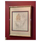 Cute Precious Moments “He Cleansed My Soul” cross stitched and embroidered framed art…..13 x 17