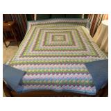 Beautiful “Postage Stamp” machine sewn full size quilt….OTHER CONTENTS NOT INCLUDED