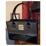 Anne Klein Black & Gold Patent Leather Satchel
