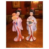 Set of (2) beautiful bisque porcelain Japanese Geisha figurines….6-3/4” tall