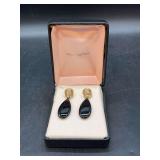 Pair of great looking NABCO teardrop dangle earrings with 14K yellow gold backs