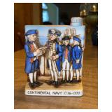 W.A. Lacey Haas Brothers Bisque Porcelain Continental Navy 1776-1777 Bourbon Decanter with seal in tact