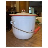 Vintage enamelware chamber pot